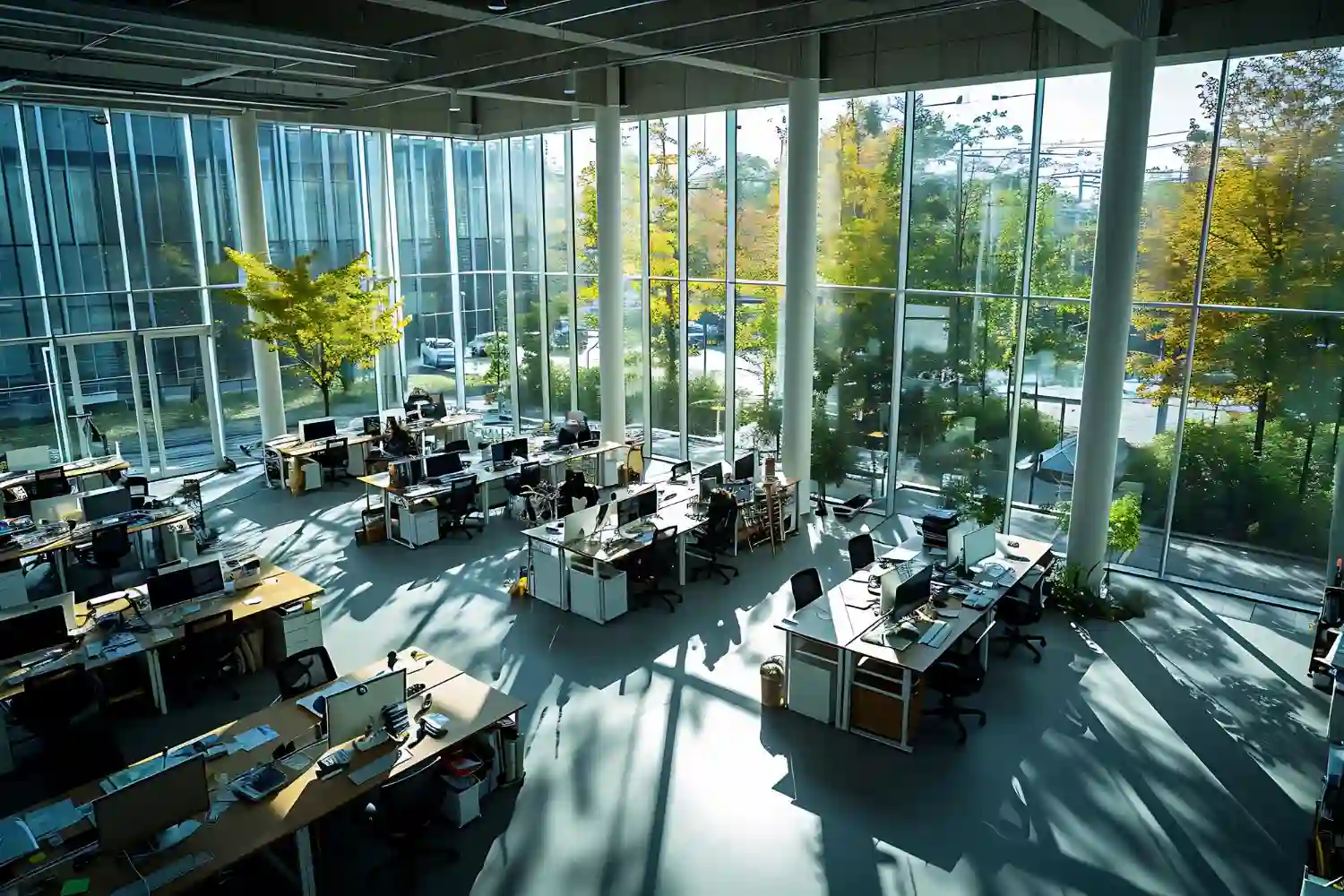 Spacious engineering consultancy workspace layout showcasing professional infrastructure and workstation capacity.